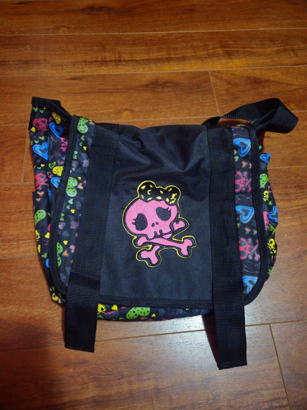 Skull Print Backpack in Black & Pink Like New